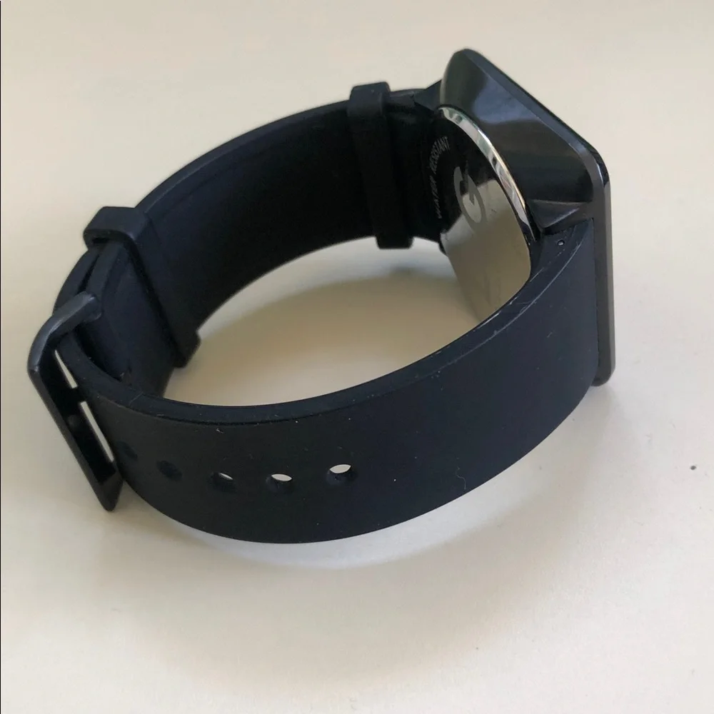 D&G Black Square Digital Watch with Silicone Strap